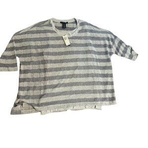 Grace Elements Womens Striped Knit Sweater Top XL Gray & White